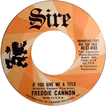 Freddy Cannon - If You Give Me A Title