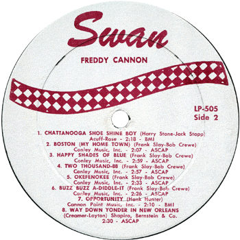 Freddy Cannon - Freddy Cannon's Greatest Hits LP Label 2