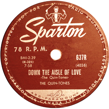 Quintones - Down The Isle Of Love Sparton 78