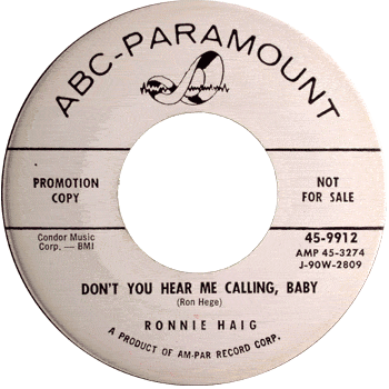 Ronnie Haig - Don't You Hear Me Calling Baby ABC Promo 2